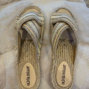 Olivia Miller Women's Tan and Silver Espadrilles